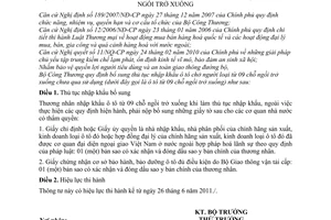 Thông tư 20/2011/TT-BCT  bổ sung thủ tục nhập khẩu xe ô tô chở người