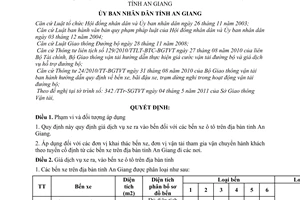 Quyết định 18/2011/QĐ-UBND  giá dịch vụ xe ra vào bến