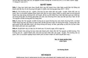 Quyết định 27/2011/QĐ-UBND Kế hoạch thực hiện Nghị quyết Đại hội Đảng bộ