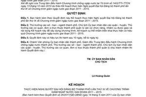 Quyết định 26/2011/QĐ-UBND  kế hoạch thực hiện Nghị quyết Đại hội Đảng bộ