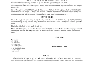 Quyết định 653/QĐ-UBND 2011 Điều lệ Liên hiệp Hội Khoa học Kỹ thuật Yên Bái khoá III