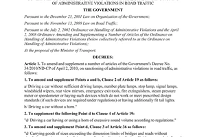 Decree No. 33/2011/ND-CP amending and supplementing a number of articles of the
