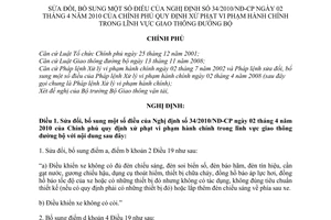 Nghị định 33/2011/NĐ-CP  sửa đổi Nghị định 34/2010/NĐ-CP