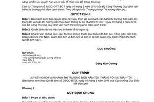 Quyết định 38/QĐ-ĐTĐL Quy trình lập kế hoạch vận hành thị trường