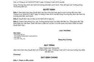 Quyết định 37/QĐ-ĐTĐL Quy trình tính toán giá trị nước