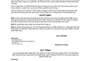 Quyết định 39/QĐ-ĐTĐL Quy trình lựa chọn nhà máy điện mới tốt nhất