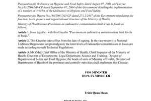 Circular No. 17/2011/TT-BYT issuing provisions on radioactive contamination
