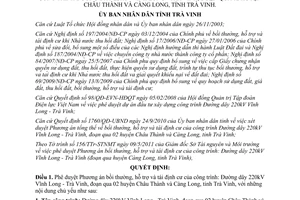 Quyết định 729/QĐ-UBND 2011 bồi thường hỗ trợ tái định cư công trình Đường dây 220 kV Trà Vinh