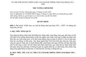 Quyết định 732/QĐ-TTg  phê duyệt Chiến lược cải cách hệ thống thuế