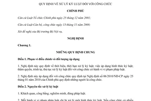 Nghị định 34/2011/NĐ-CP quy định  xử lý kỷ luật công chức