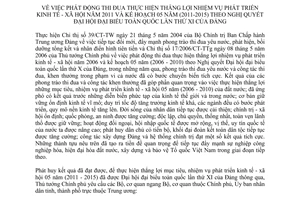 Chỉ thị 725/CT-TTg phát động thi đua thực hiện thắng lợi nhiệm vụ phát triển