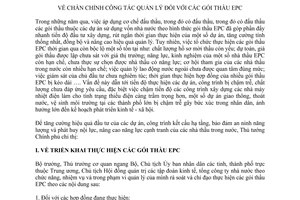 Chỉ thị 734/CT-TTg chấn chỉnh công tác quản lý gói thầu EPC