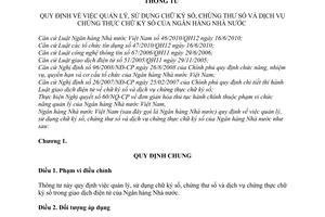 Thông tư 12/2011/TT-NHNN quản lý, sử dụng chữ ký số, chứng thư số