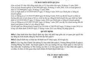 Quyết định 05/2011/QĐ-UBND Quy chế phối hợp giữa cơ quan giải quyết thủ tục