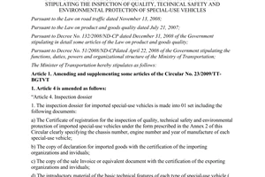 Circular No. 41/2011/TT-BGTVT amending and supplementing some articles