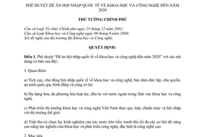 Quyết định 735/QĐ-TTg Phê duyệt Đề án hội nhập quốc tế khoa học