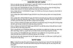 Quyết định 111/QĐ-SXD công bố Đơn giá nhân công, ca máy và thiết bị thi công