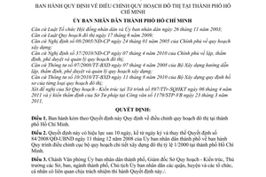 Quyết định 28/2011/QĐ-UBND điều chỉnh quy hoạch đô thị tại thành phố