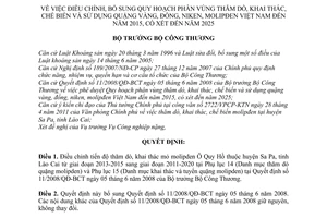 Quyết định 2459/QĐ-BCT điều chỉnh, bổ sung quy hoạch phân vùng