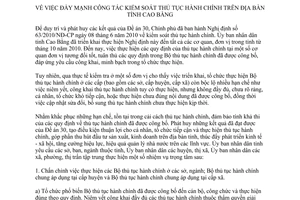 Chỉ thị 11/CT-UBND 2011 đẩy mạnh công tác kiểm soát thủ tục hành chính Cao Bằng