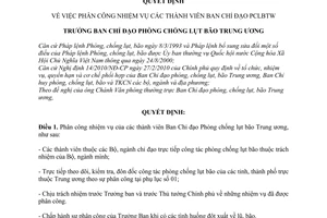 Quyết định 90/QĐ-PCLBTW phân công nhiệm vụ thành viên Ban Chỉ đạo