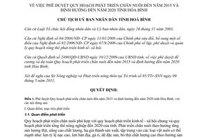 Quyết định 842/QĐ-UBND 2011 Quy hoạch phát triển chăn nuôi đến 2015 Hòa Bình