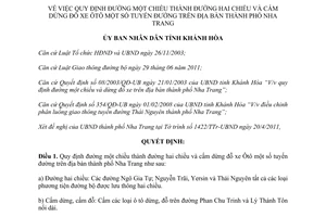 Quyết định 1321/QĐ-UBND  đường một chiều thành đường hai chiều