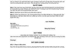 Quyết định 54/QĐ-ĐTĐL Quy trình vận hành hệ thống thông tin