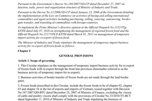 Circular No. 21/2011/TT-BCT regulating the management of business activities