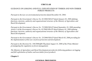 Circular No. 35/2011/TT-BNNPTNT logging full exploitation of timber non timber forest products