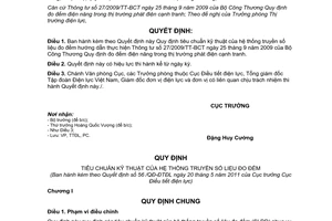 Quyết định 56/QĐ-ĐTĐL tiêu chuẩn kỹ thuật hệ thống truyền số liệu đo đếm