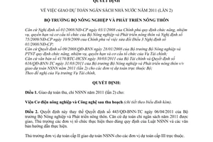 Quyết định 640/QĐ-BNN-TC năm 2011 về giao dự toán Ngân sách Nhà nước năm 2011 (l
