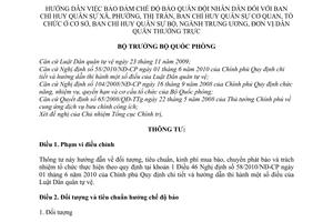 Thông tư 77/2011/TT-BQP  hướng dẫn việc bảo đảm chế độ báo quân đội nhân dân