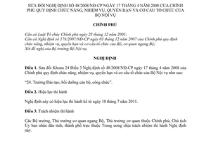 Nghị định 37/2011/NĐ-CP sửa đổi Nghị định 48/2008/NĐ-CP