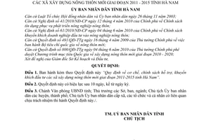 Quyết định 15/2011/QĐ-UBND  cơ chế, chính sách hỗ trợ, khuyến khích đầu tư