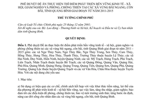 Quyết định 788/QĐ-TTg phê duyệt Đề án thực hiện thí điểm phát triển