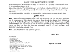 Quyết định 54/QĐ-SXD công bố Đơn giá duy trì hệ thống chiếu sáng đô thị