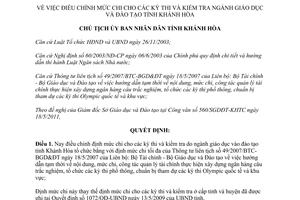 Quyết định 1344/QĐ-UBND 2011 điều chỉnh mức chi kỳ thi kiểm tra ngành giáo dục đào tạo Khánh Hòa