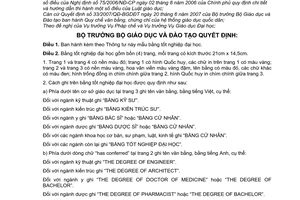 Thông tư 19/2011/TT-BGDĐT mẫu bằng tốt nghiệp đại học