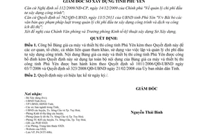 Quyết định 49/QĐ-SXD công bố Bảng giá ca máy và thiết bị thi công
