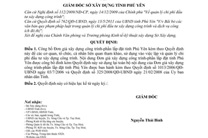 Quyết định 51/QĐ-SXD công bố Đơn giá xây dựng công trình-phần lắp đặt