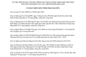 Quyết định số 1282/QĐ-UBND Chương trình xây dựng nông thôn mới tỉnh Thái Nguyên