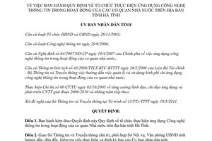 Quyết định 07/2011/QĐ-UBND thực hiện ứng dụng công nghệ thông tin trong cơ quan nhà nước Hà Tĩnh 2011