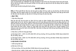 Quyết định 799/QĐ-TTg phê duyệt Đề án đào tạo cán bộ quân sự