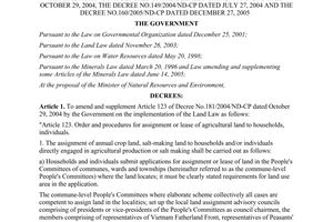 Decree No. 38/2011/ND-CP on amendment and supplement to a number of provisions