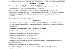 Decree No. 39/2011/ND-CP amending and supplementing a number of articles of the