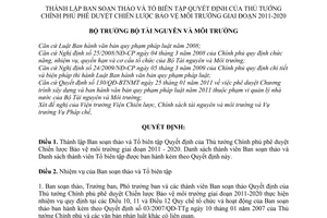 Quyết định 998/QĐ-BTNMT  thành lập Ban soạn thảo và Tổ biên tập