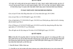 Quyết định 787/2011/QĐ-UBND sửa đổi Quy định sử dụng quỹ đất ở dự án phát triển nhà ở Hải Phòng