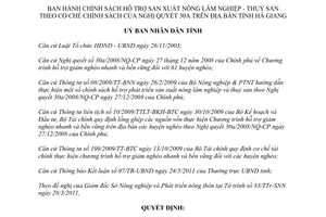 Quyết định1052/2011/QĐ-UBND chính sách hỗ trợ sản xuất nông lâm nghiệp thuỷ sản