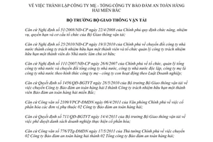 Quyết định 1089/QĐ-BGTVT thành lập Tổng công ty Bảo đảm an toàn hàng hải miền Bắc 2011